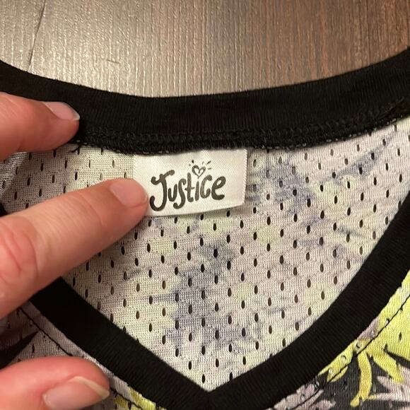Justice Girls Mesh Jersey Tee Sz 7 Glitter HAPPY 04 Daisies Floral Shirt - Picture 5 of 7